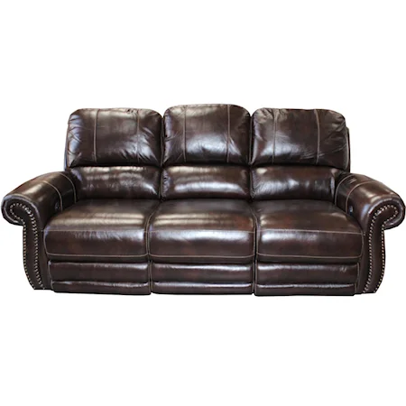 Traditional Power Reclining Sofa with Nail Head Trim
